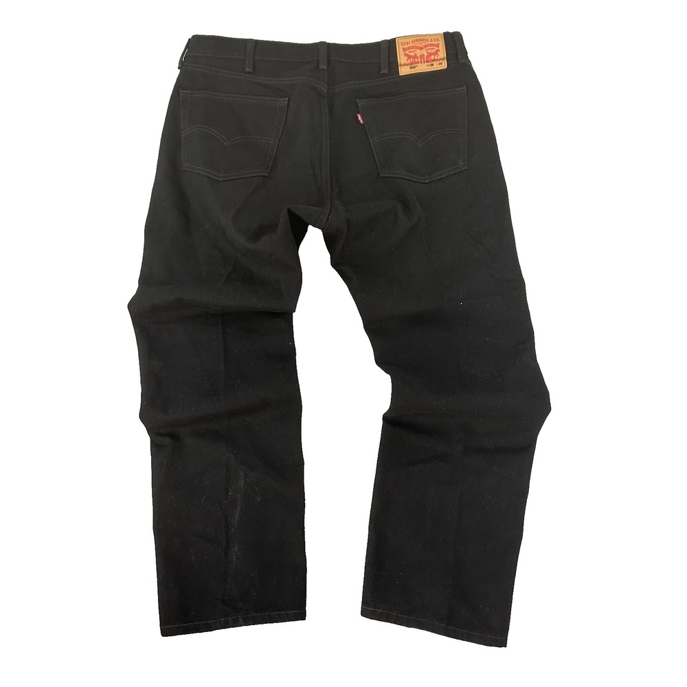 Levi's 505 Jeans Mens 38x30 Black Dark Wash Regular Straight Denim Pants